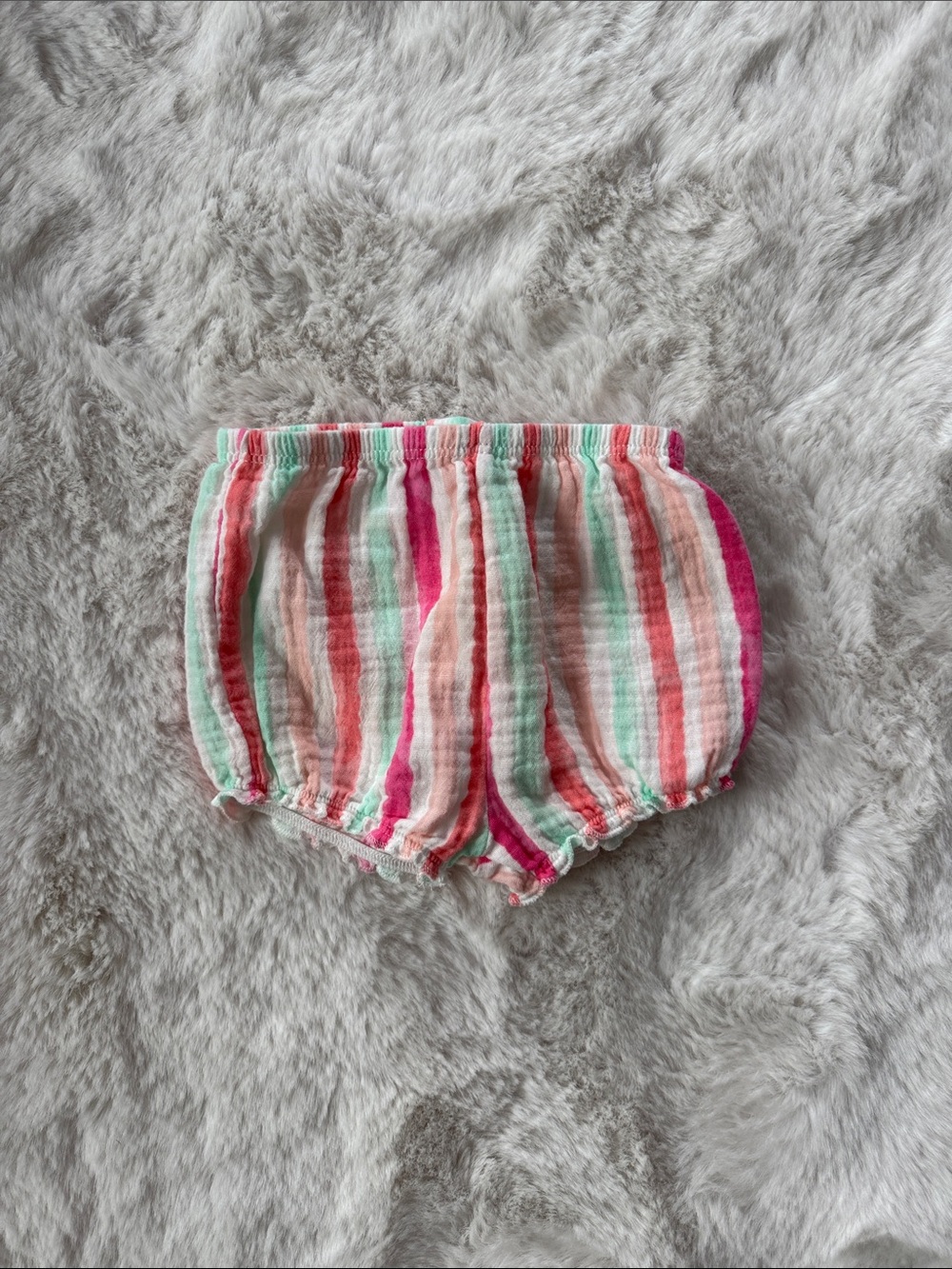 Girls' Pink & Mint Striped Bubble Shorts